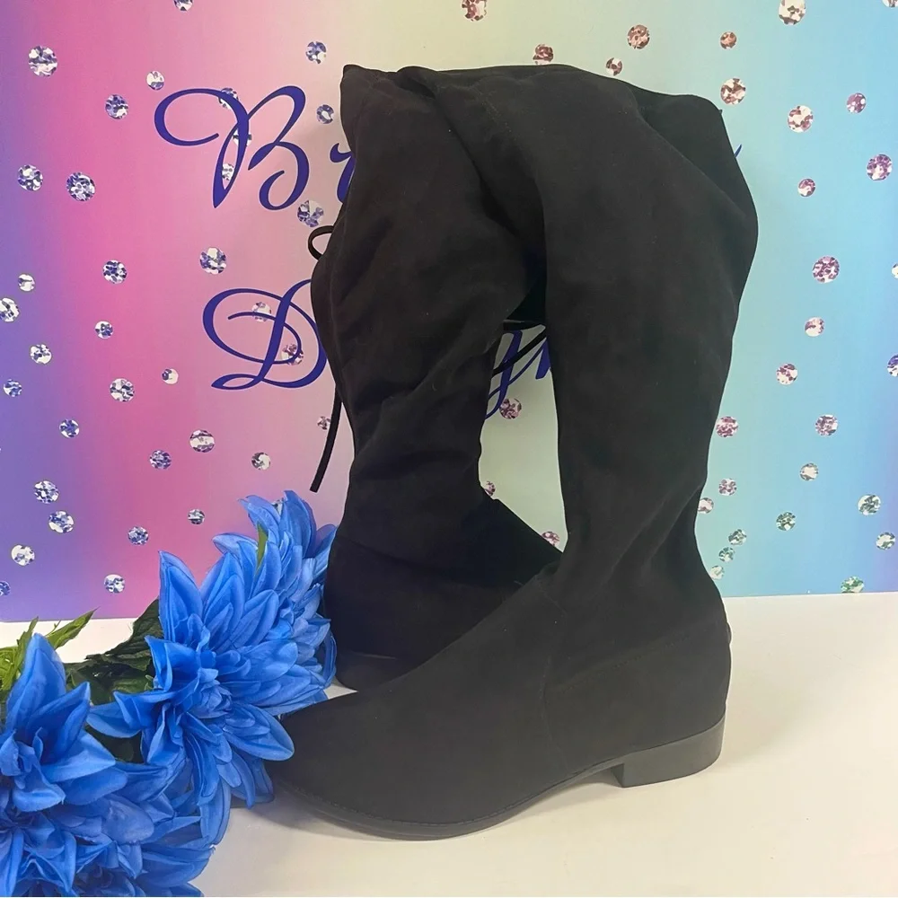 BLACK MICROSUEDE OTK BOOTS